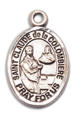 St. Claude de la Columbiere Charm Medal, Sterling Silver, 1/2", Your choice of chain, # 10289