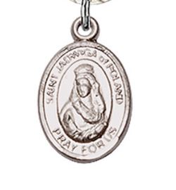 1/2" Sterling Silver St. Jadwiga of Poland Charm Medal, Your Choice of Chain, # 10290
