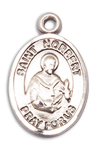 1/2" Sterling Silver St. Norbert of Xanten Charm Medal, Your Choice of Chain, # 10300