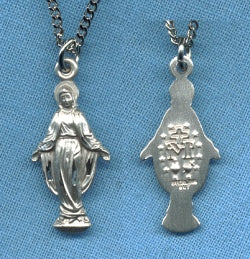 Miraculous Medal in Profile 13/16" Sterling, Your Choice of Chain # 10375