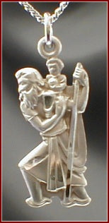 1" St. Christopher Medal in Profile, Sterling, Your Choice of Chain, # 10376