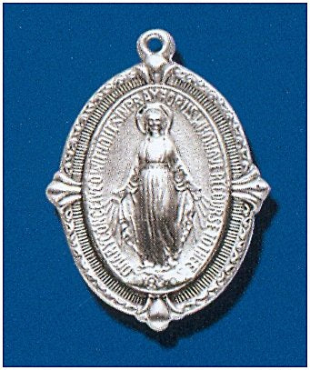 Sterling Silver Miraculous Medal, 1", #104446, with your choice of chain.