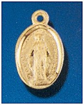 16kt Gold over Sterling Silver Miraculous Medal, 7/16", With your choice of chain, #104454
