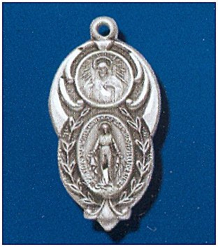 Sterling Silver Scapular/Miraculous Medal #104484 - 7/8".