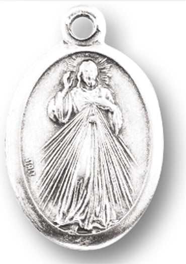 Divine Mercy Silver Oxidized Medal, 1" overall, # 1121