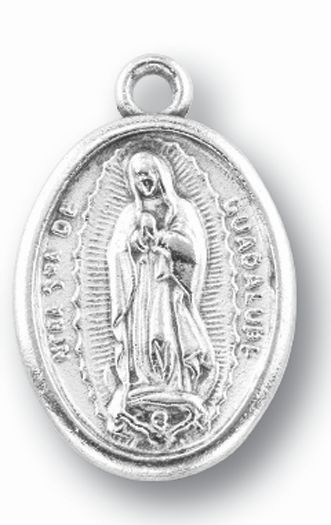 Our Lady of Guadalupe Silver Oxidized Medal, 1" overall, # 1149