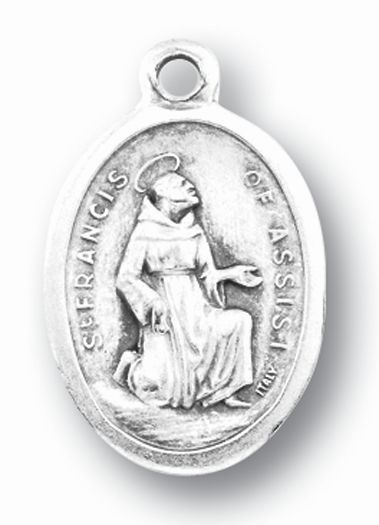 St. Francis of Assisi Silver Oxidized Medal, 1" overall, # 1048