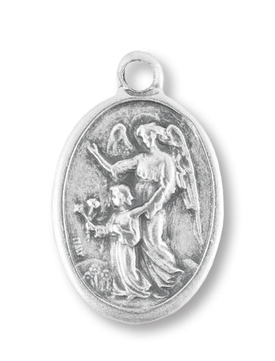 Guardian Angel Silver Oxidized Medal, 1" overall, # 1129
