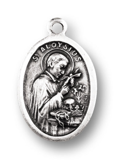 St. Aloysius Silver Oxidized Medal, 1" overall, # 1034