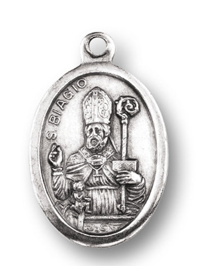 St. Blaise Silver Oxidized Medal, 1" overall, # 1040