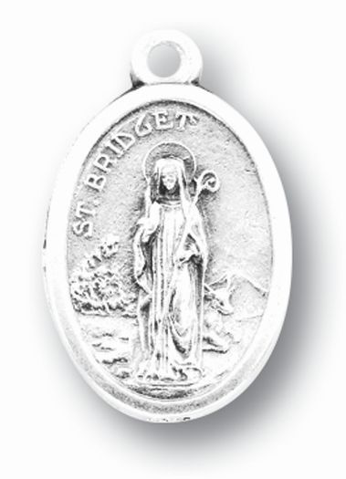 St. Bridget of Sweden Silver Oxidized Medal, 1" overall, # 1014