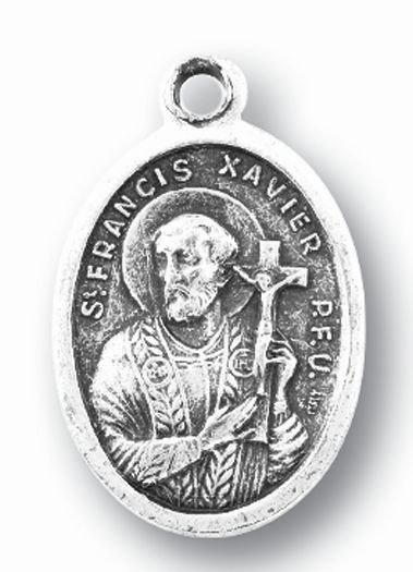 St. Francis Xavier Silver Oxidized Medal, 25-Count Pack 1" overall, # 1049