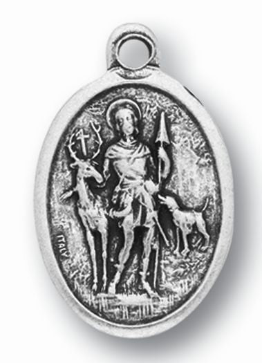 St. Hubert Silver Oxidized Medal, 1" overall, # 1058