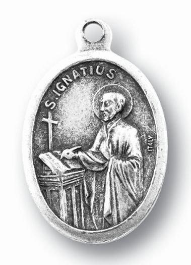 St. Ignatius of Loyola Silver Oxidized Medal, 1" overall, # 1059