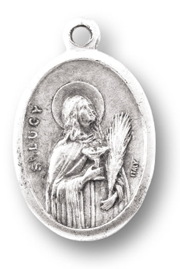 St. Lucy Silver Oxidized Medal, 1" overall, # 1024