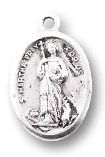 St. Martha Silver Oxidized Medal, 1" overall, # 1027