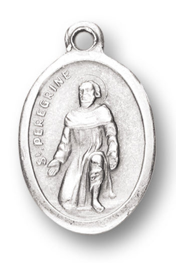St. Peregrine Silver Oxidized Medal, 1" overall, # 1092