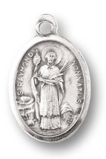 St. Raymond Silver Oxidized Medal, 1" overall, # 1099