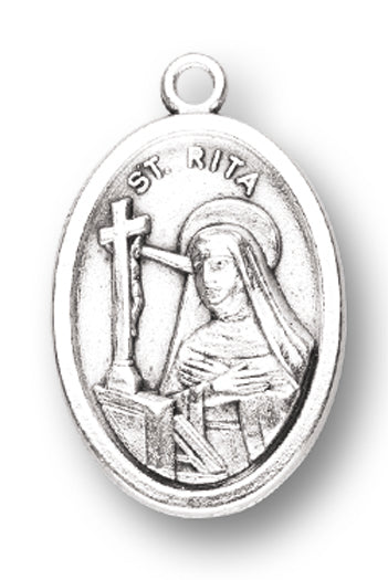 St. Rita Silver Oxidized Medal, 1" overall, # 1032
