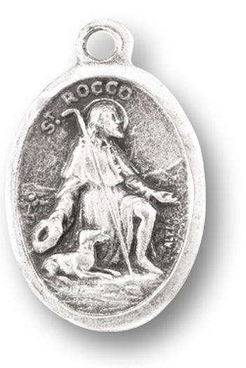 St. Rocco Silver Oxidized Medal, 1" overall, # 1100