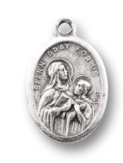 St. Anne Silver Oxidized Medal, 1" overall, # 1008