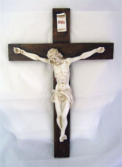 15" Alabaster Crucifix, Made in Italy,, Colored Cross, 1101182
