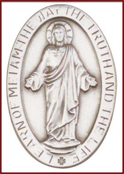 Visor Clip, Silver Oxide Finish, Scapular Medal, 1-1/2" tall, # 11348