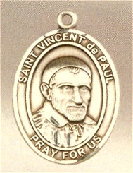 St. Vincent de Paul Oval Medal 1"x3/4" Solid 14kt Gold, Free Chain, # 97850