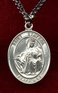 St. Dymphna Sterling Medal, 1"x3/4", Your Choice of Chain # 12630
