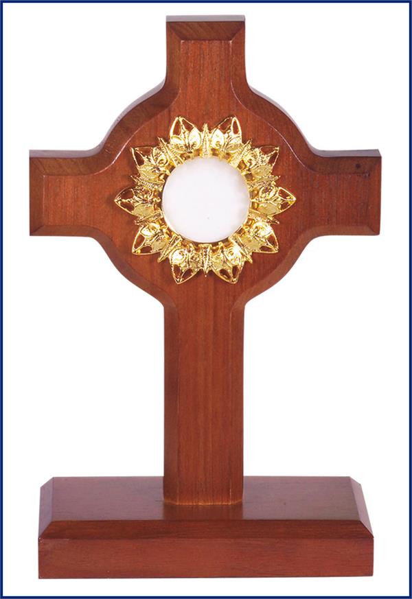 7.5" Dark Cherry Finished Reliquary with Gold Plated Insert, # 1277