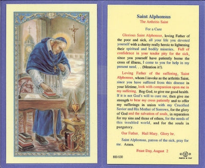 St. Alphonsus Laminated Holy Card, # 99842
