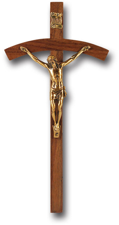 8" Walnut Cross with Museum Gold Plated Corpus, # 1295