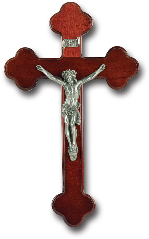 10" "Latin Style" Dark Cherry Cross with Genuine Pewter Corpus, # 1325