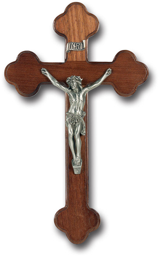 10" "Latin Style" Walnut Cross with Genuine Pewter Corpus, # 1332