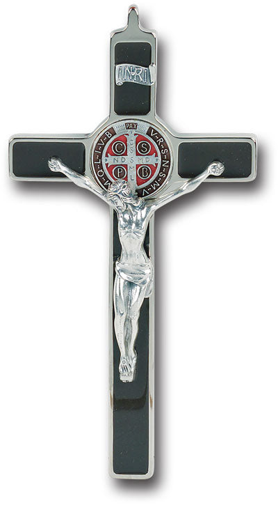 7-3/4" Enameled Saint Benedict Crucifix with Color Medallion, # 1354