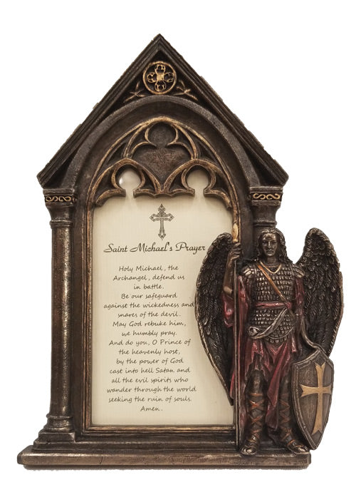 St. Michael Photo Frame, Cold Cast Bronze, Stands or Hangs, # 1358