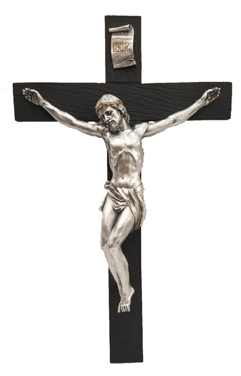 17" Veronese Black Cross with Pewter Finished Corpus, # 1361