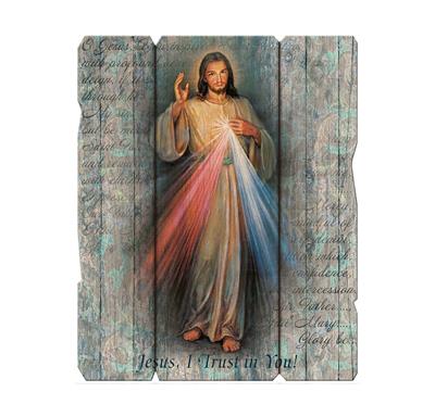 Divine Mercy Vintage Wooden Wall Plaque, 11-1/4"x14", # 1450