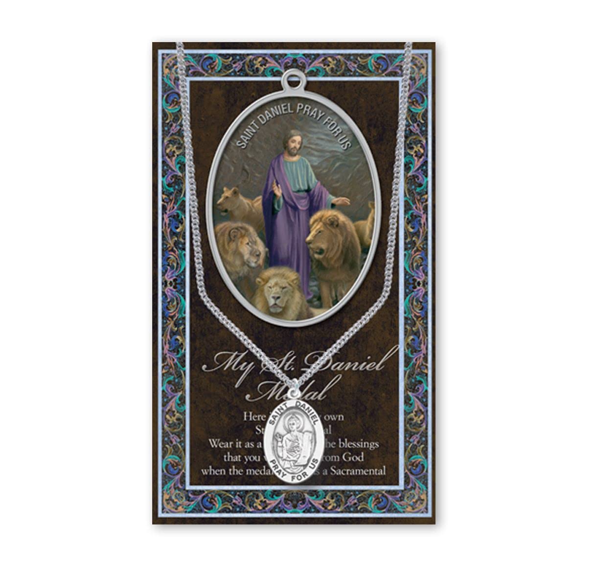 St. Daniel Biography and Folding Picture Card with a Medal & Chain # 93122