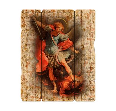 St. Michael Vintage Wooden Wall Plaque, 11-1/4"x14", # 1480