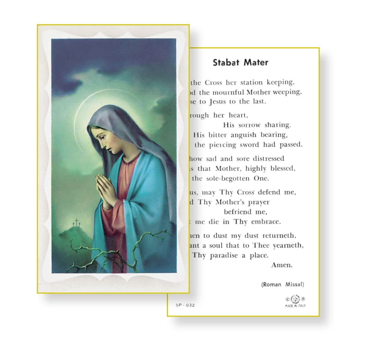 MOTHER OF SORROWS Paper Holy Cards, 2"x4", 100-pack, # 5809