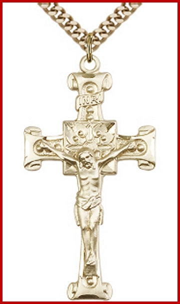 1-3/4" Scroll Crucifix, 14kt Gold Filled, Your Choice of Chain, # 15024