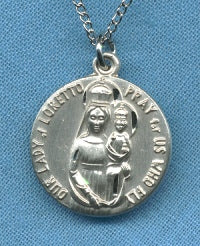 11/16 In. O.L. Of Loretto Sterling Medal, Your Choice of Chain # 15026