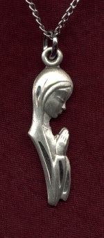 1" Madonna Figure in Sterling Silver, Your Choice of Chain, # 15135