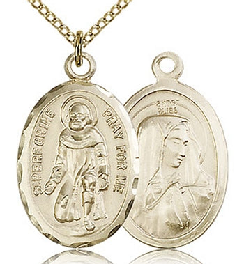 St. Peregrine Medal 14kt Gold Filled,, 7/8", Your Choice of Chain # 15175