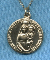 11/16" O.L. Of Loretto Medal, 14kt Gold Filled, your choice of chain # 15178