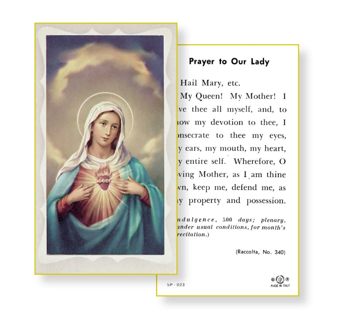 IMMACULATE HEART OF MARY Paper Holy Cards, 2"x4", 100-pack, # 5795
