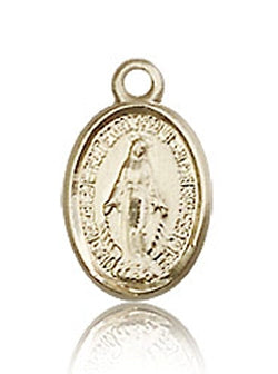 1/2" Miraculous Medal Solid 14kt Gold, Free Chain, # 56930