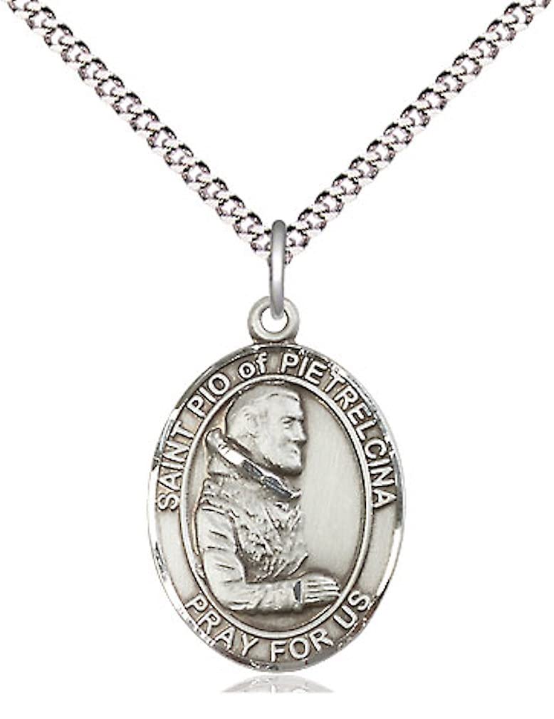 St. Pio of Pietrelcina Medal in Fine Pewter, 3/4" tall, Your Choice of Chain # 17202