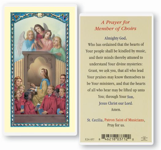 St Celilia / Choir Laminated Holy Card, # 16261
